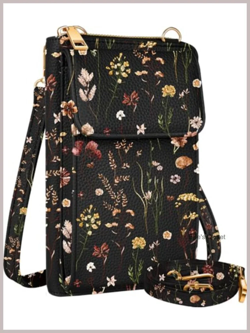 Leather Crossbody Bag with Cell Phone Pocket 2-Way Carry Adjustable Strap